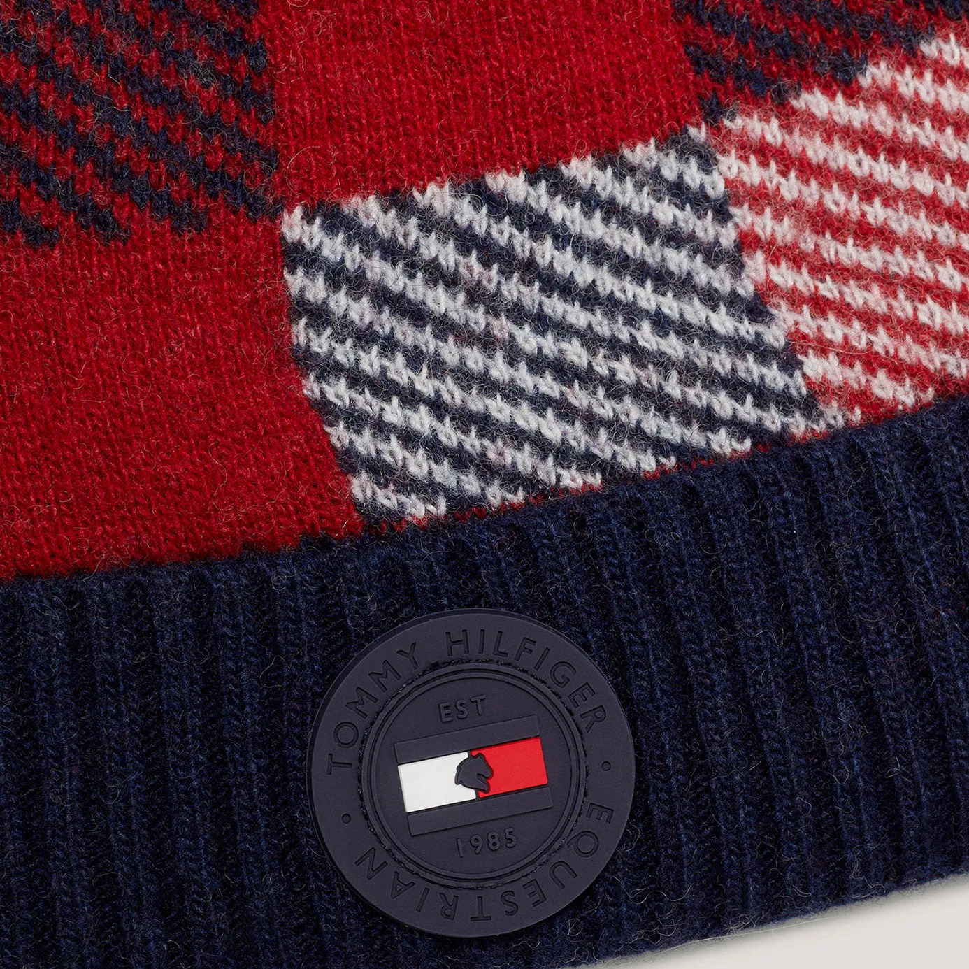 Tommy Hilfiger Multicolour Check Knit Pom Pom Beanie Hat