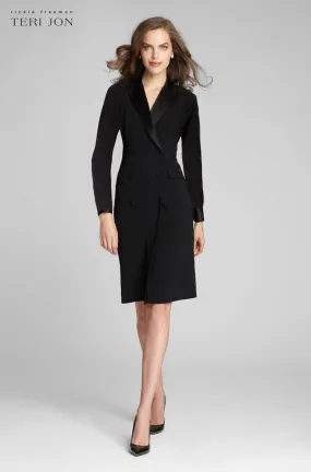 Tuxedo Long Sleeve Coat Dress