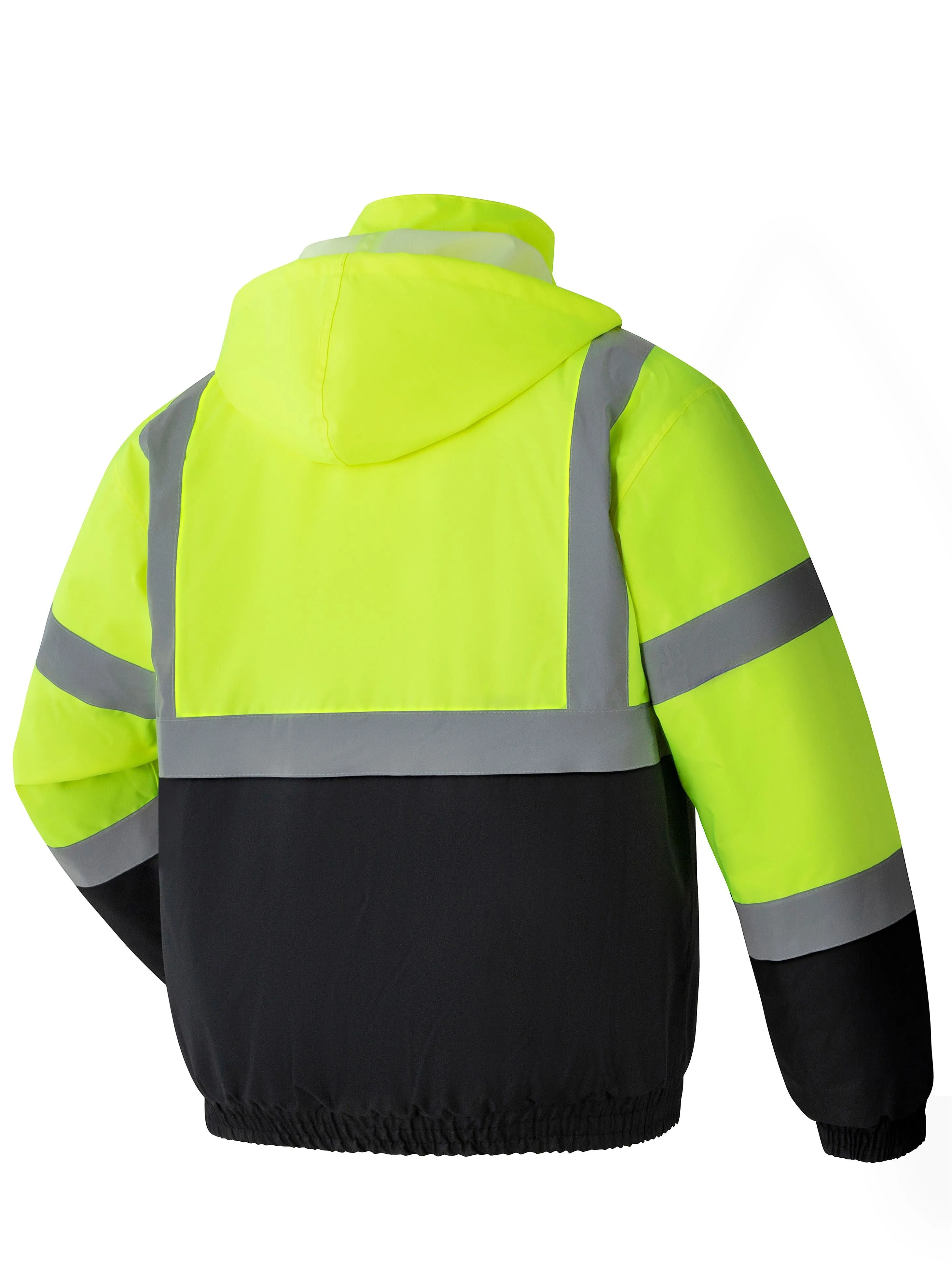 Ubon High Visibility Winter Safety Jackets for Men, Waterproof Reflective Hi Vis Construction Worker Jacket for Cold Weather