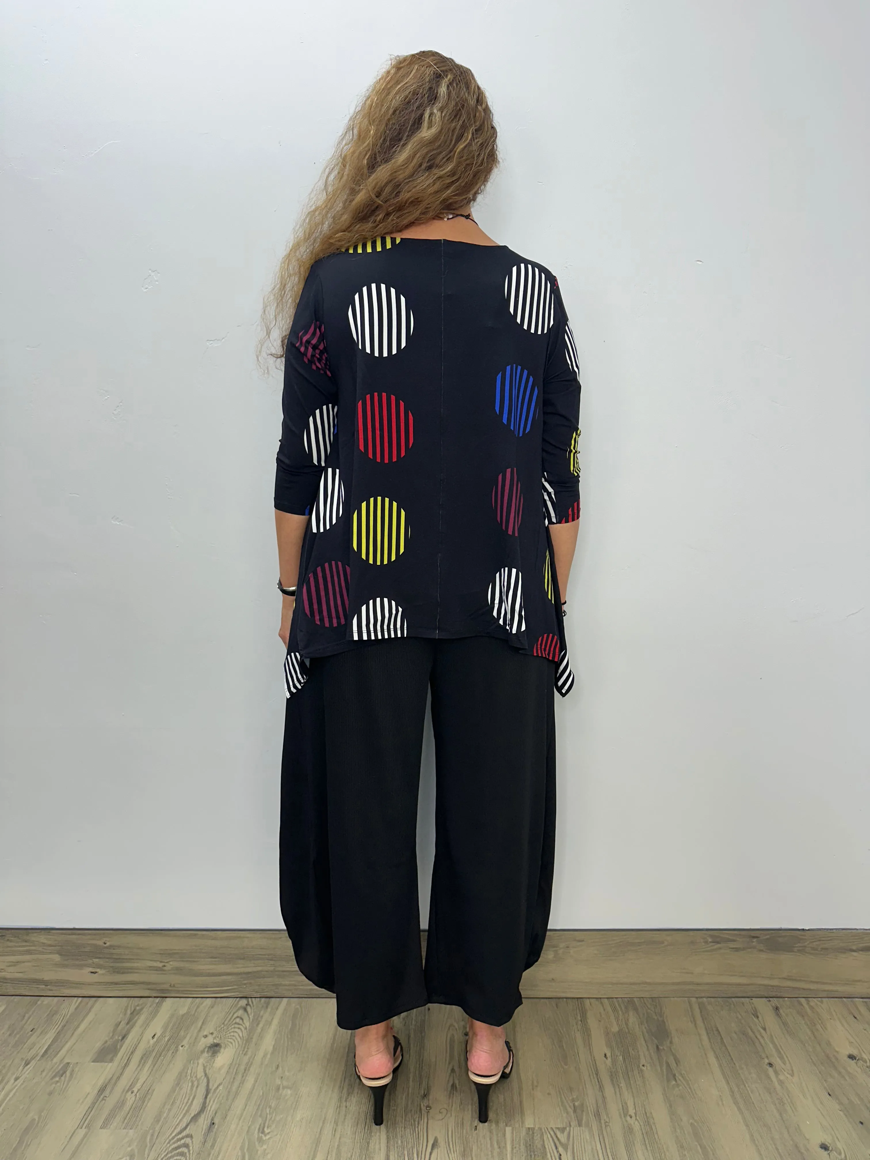 Universe Striped Circles Juliette 3/4 Sleeve Top