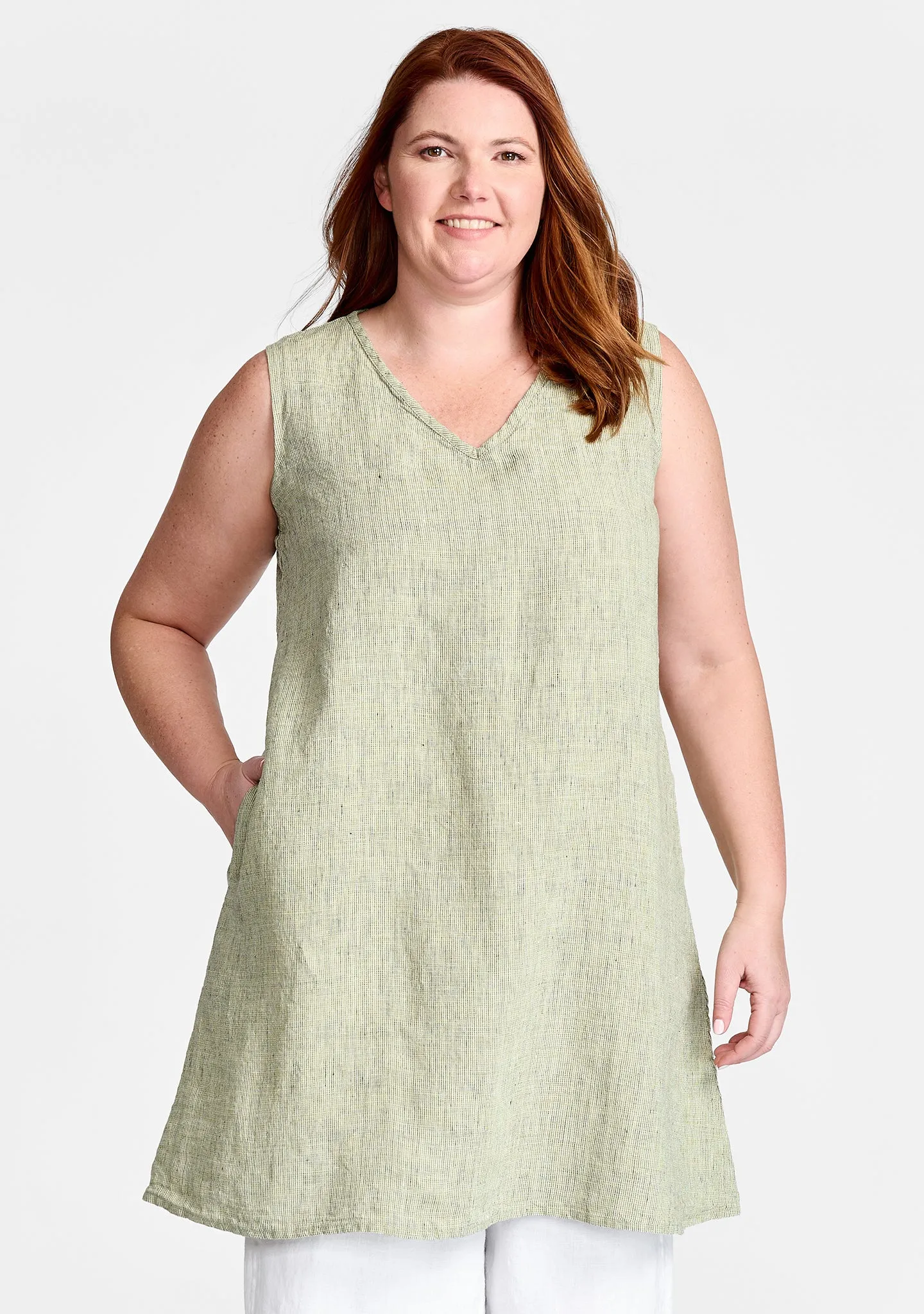 V Neck Tunic - Linen Tank Top - FINAL SALE