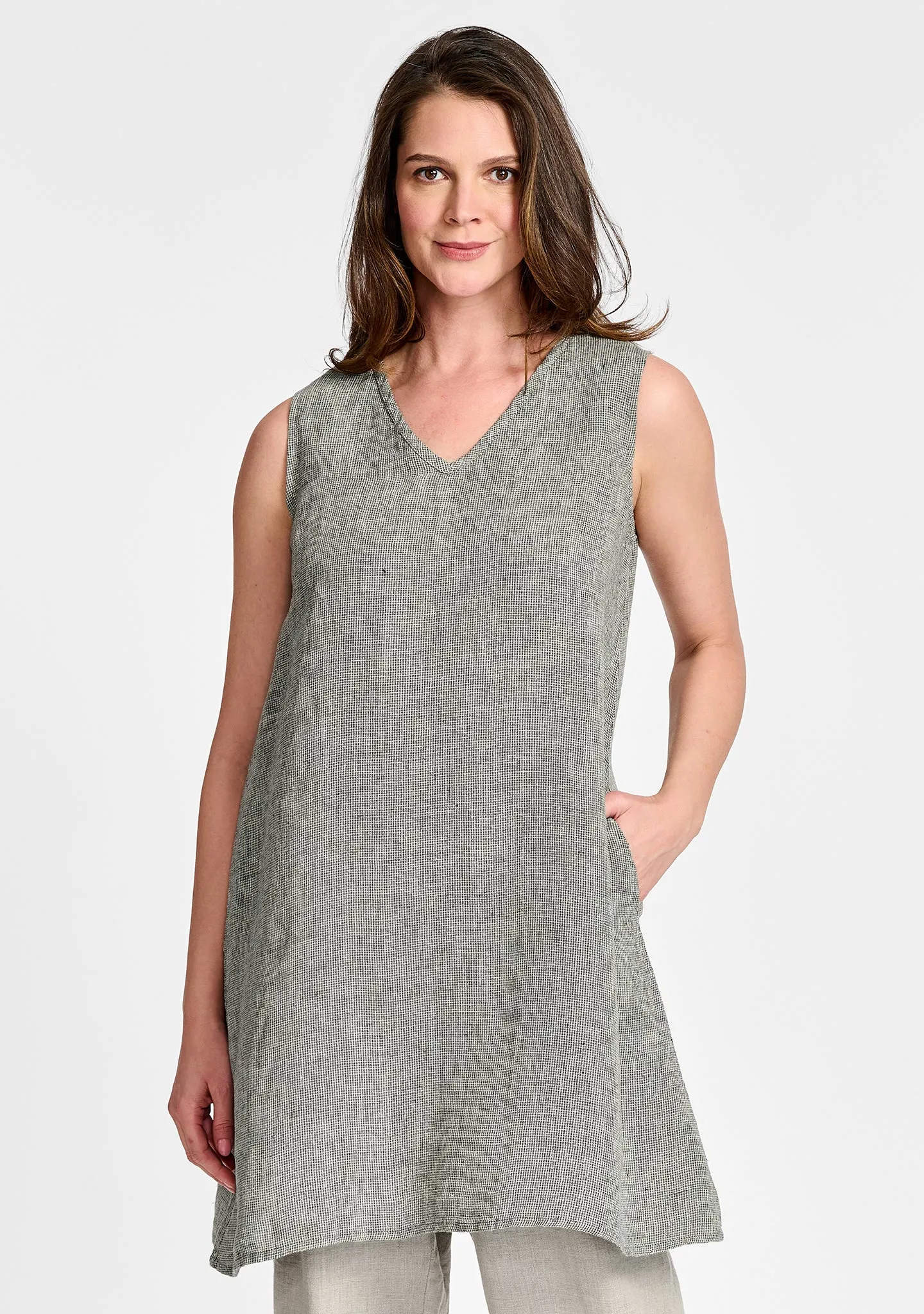 V Neck Tunic - Linen Tank Top - FINAL SALE