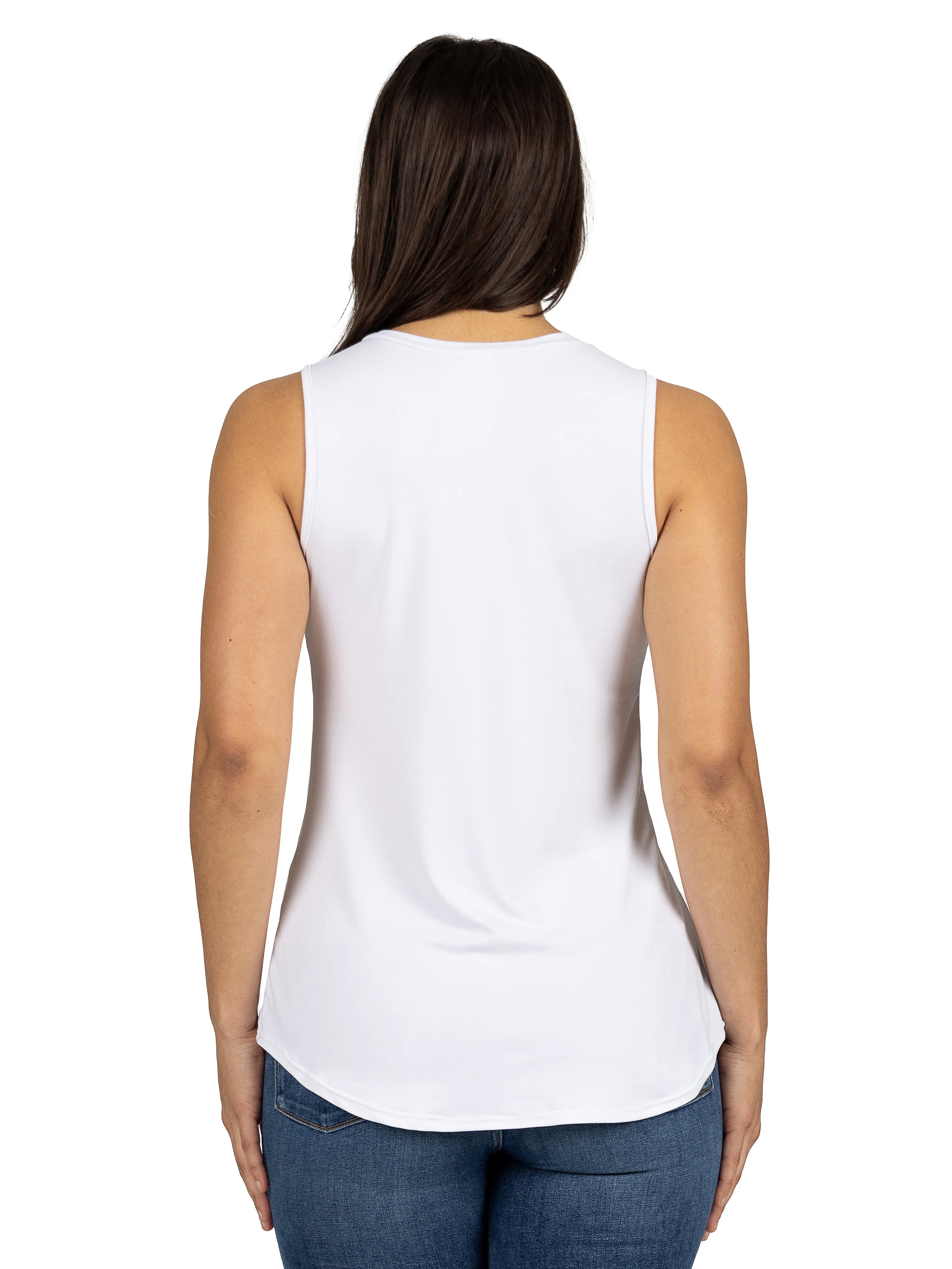 V Neck Tunic Tank Top with Round Hemline