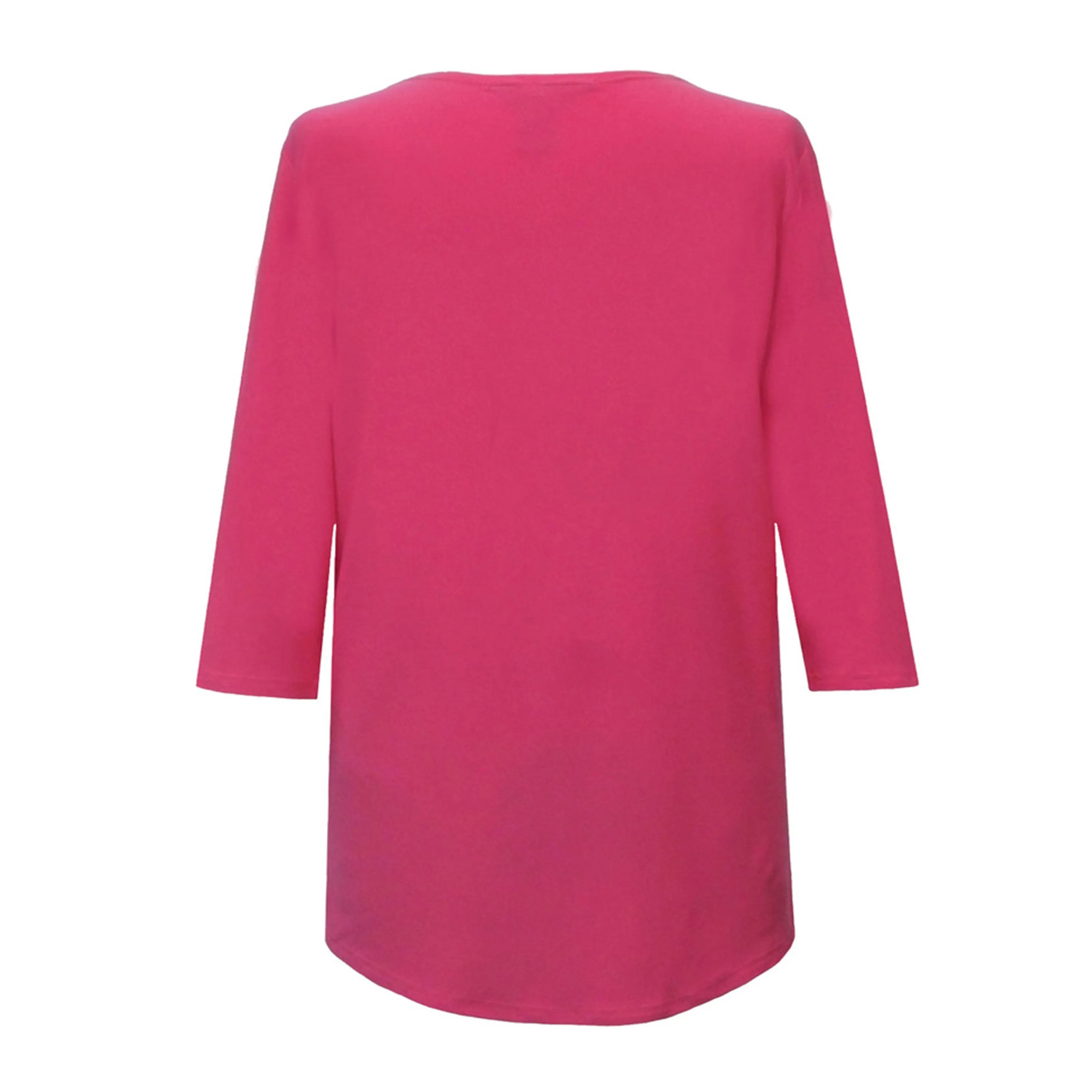 Valentina Signa Solid V Neck Hi-Low Top in Fuchsia - 15296-FSH - Sizes XL & 1X Only!