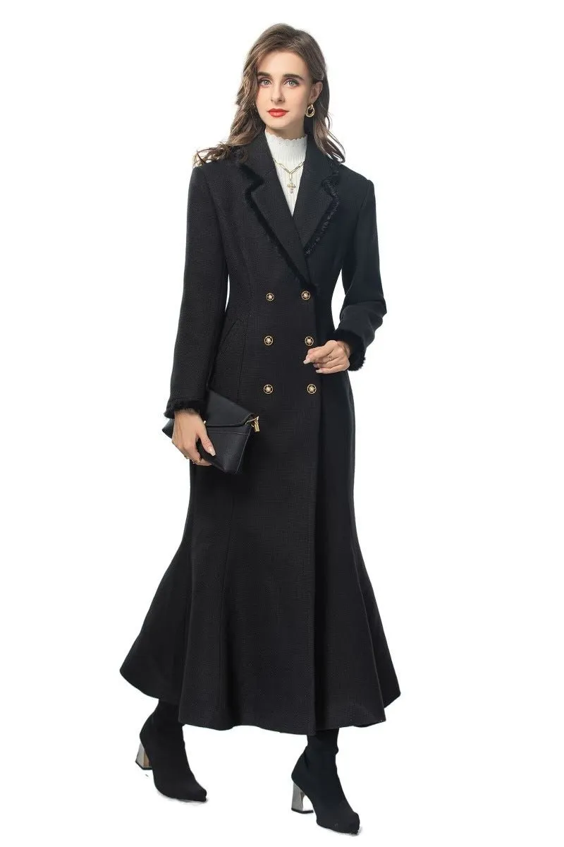 Vintage Elegant Long Tweed Coat (MS070)