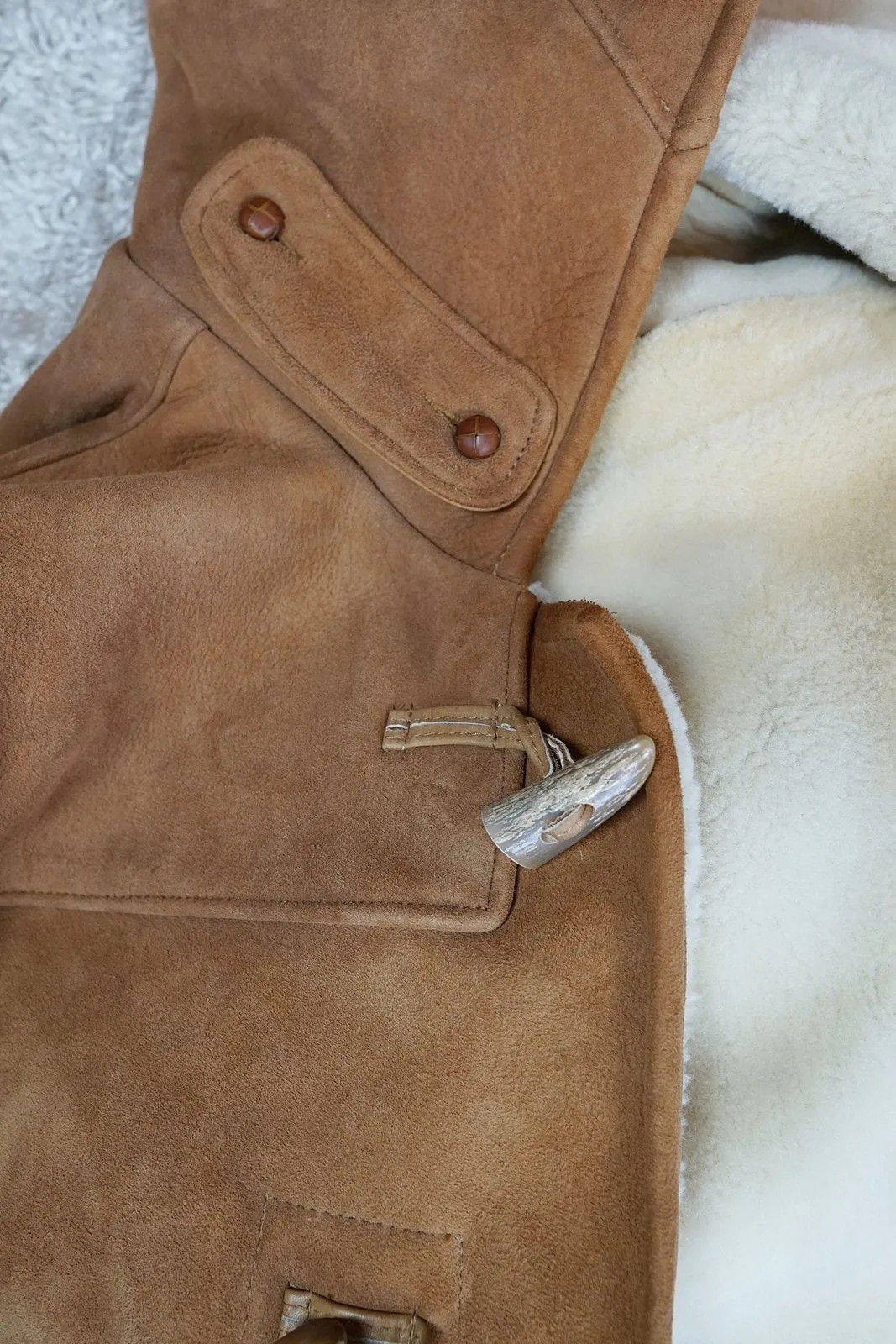 Vintage Sheepskin Shearling Duffle Coat