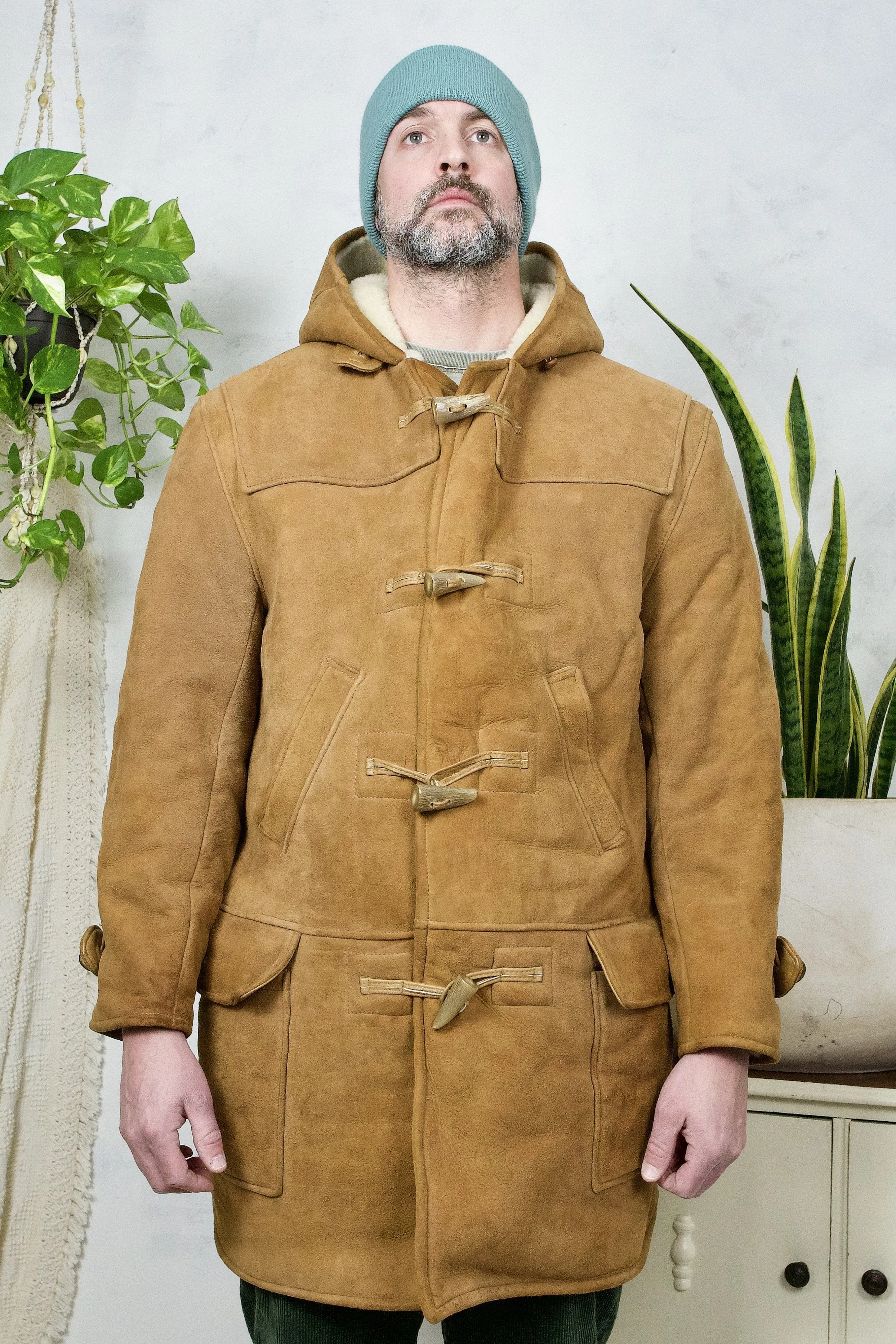 Vintage Sheepskin Shearling Duffle Coat