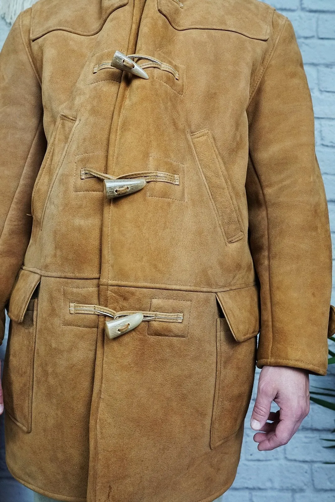 Vintage Sheepskin Shearling Duffle Coat