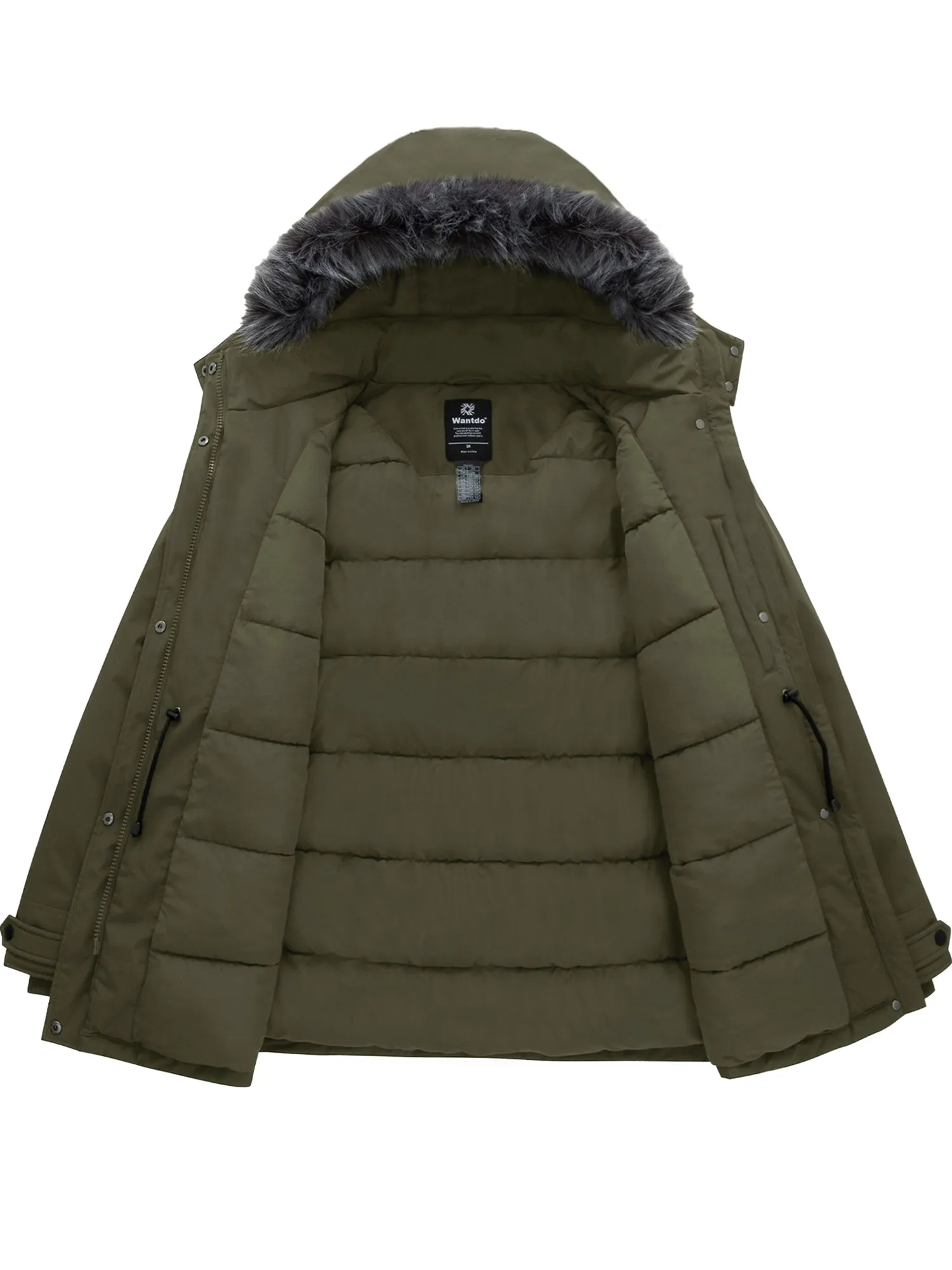 Wantdo Women's Plus Size Winter Coat Warm Quilted Winter Puffer Jacket with Removable Hood