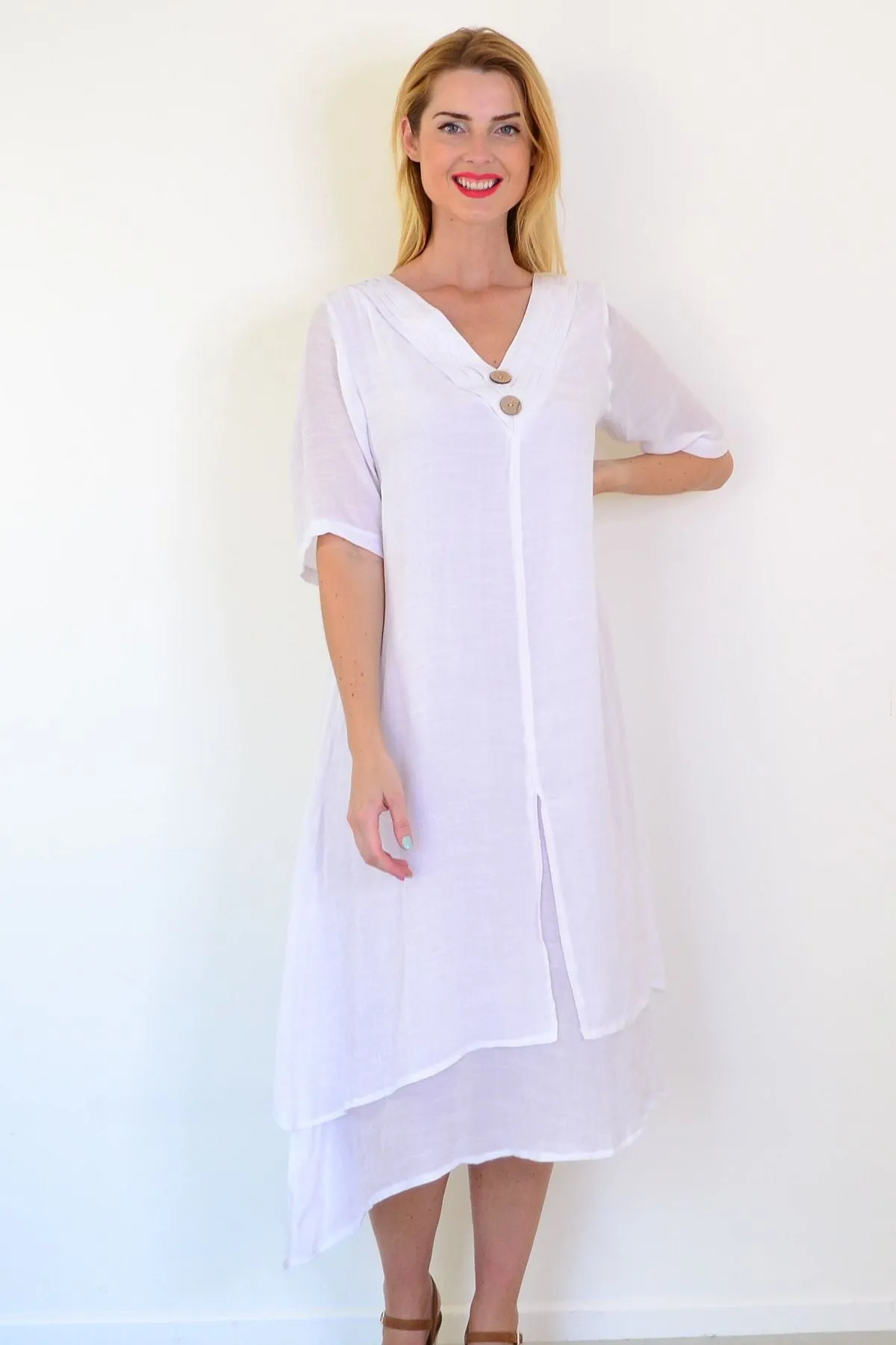 White Coconut Overlay Tunic Dress