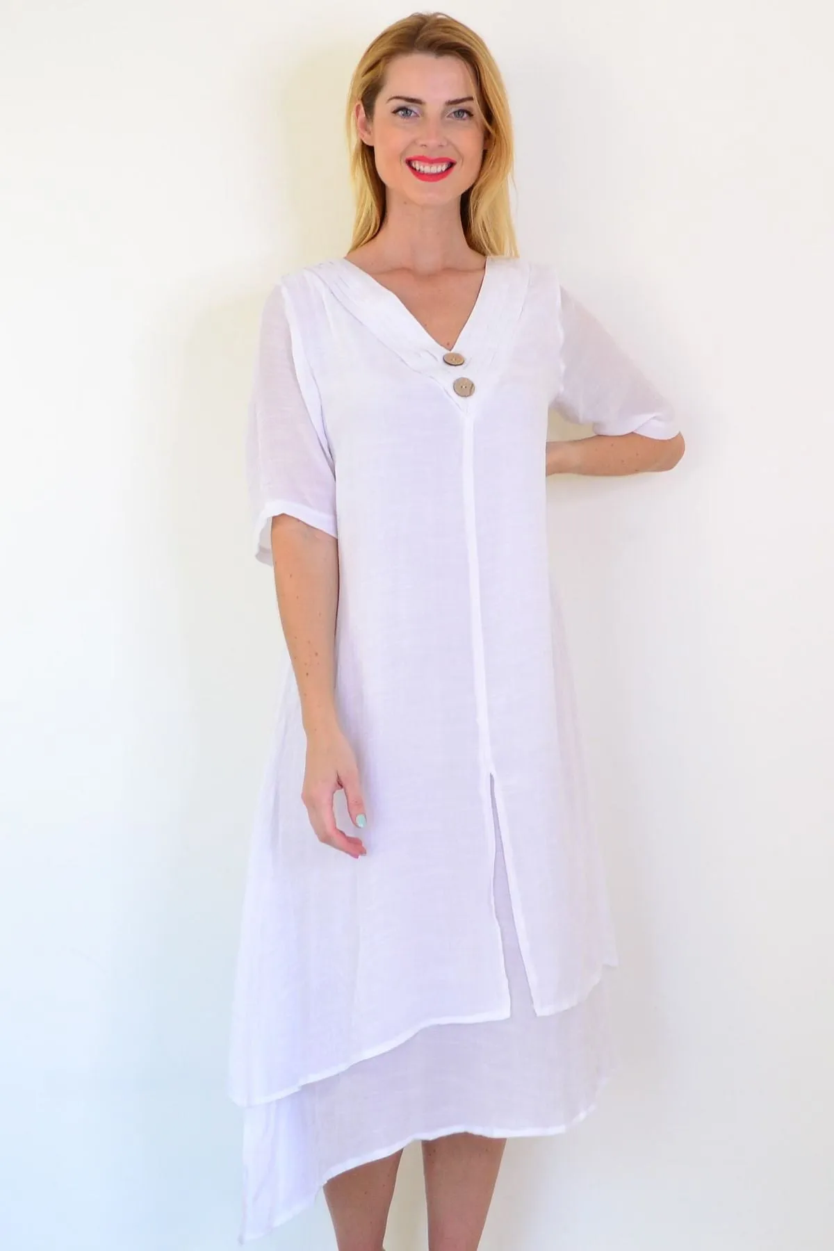 White Coconut Overlay Tunic Dress