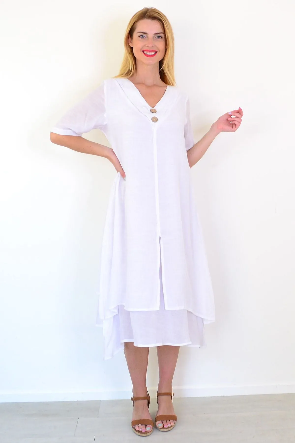 White Coconut Overlay Tunic Dress