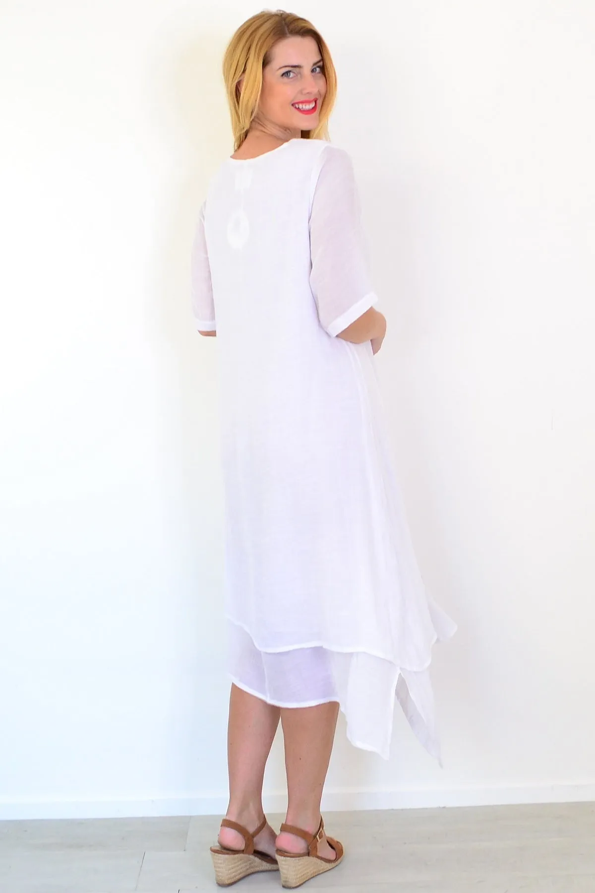 White Coconut Overlay Tunic Dress