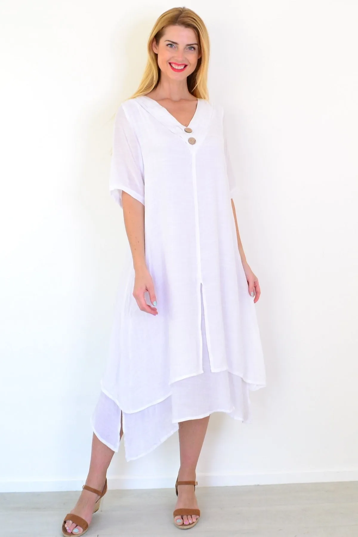 White Coconut Overlay Tunic Dress