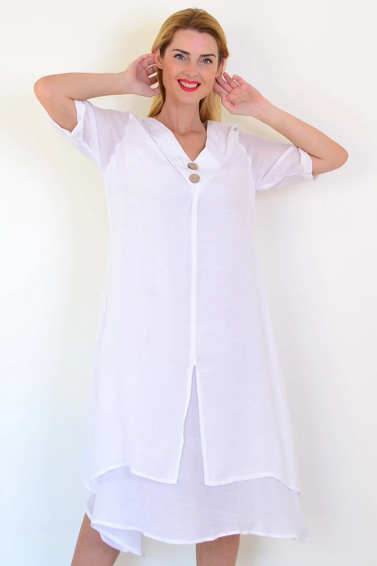 White Coconut Overlay Tunic Dress