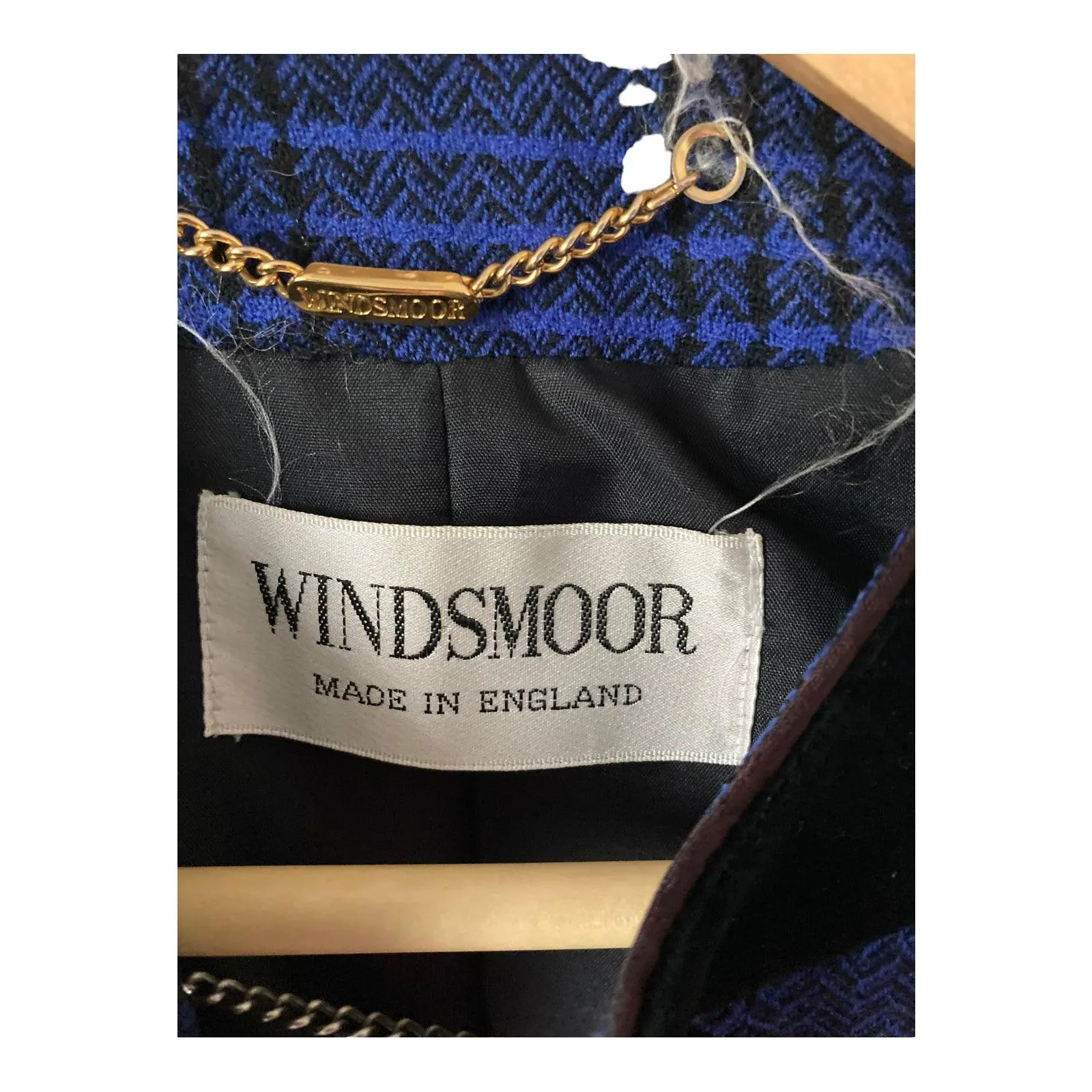 Windsmoor Wool Blue & Black Checked Long Sleeved Jacket UK Size 10