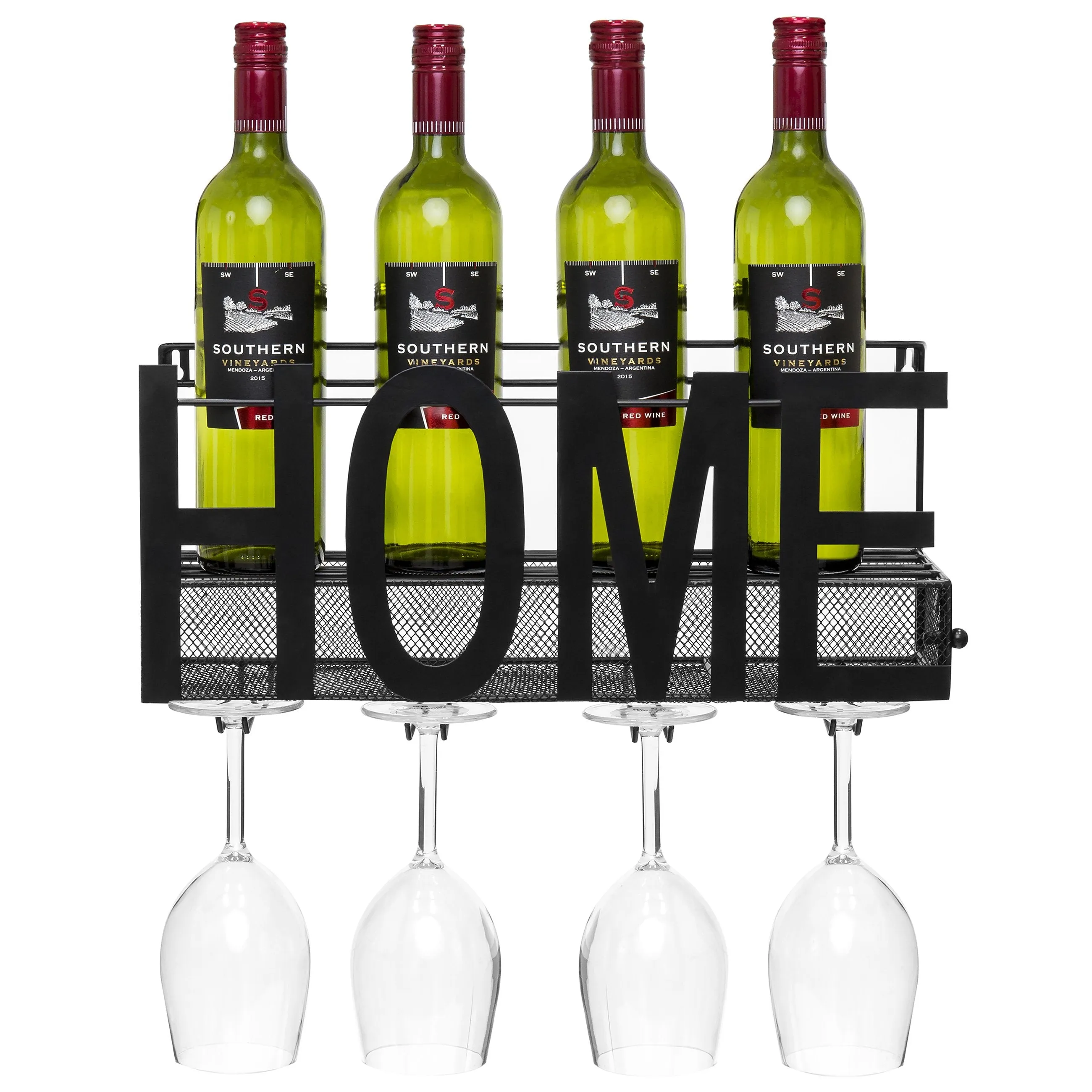 Wine Rack Wall Mount Decorative Art Design Shelf - Black