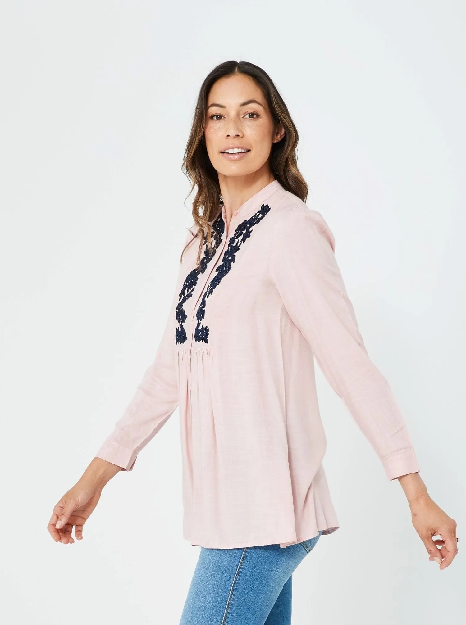 Woman Long Sleeves Casual Fashion Top Gwyneth Top | Pink