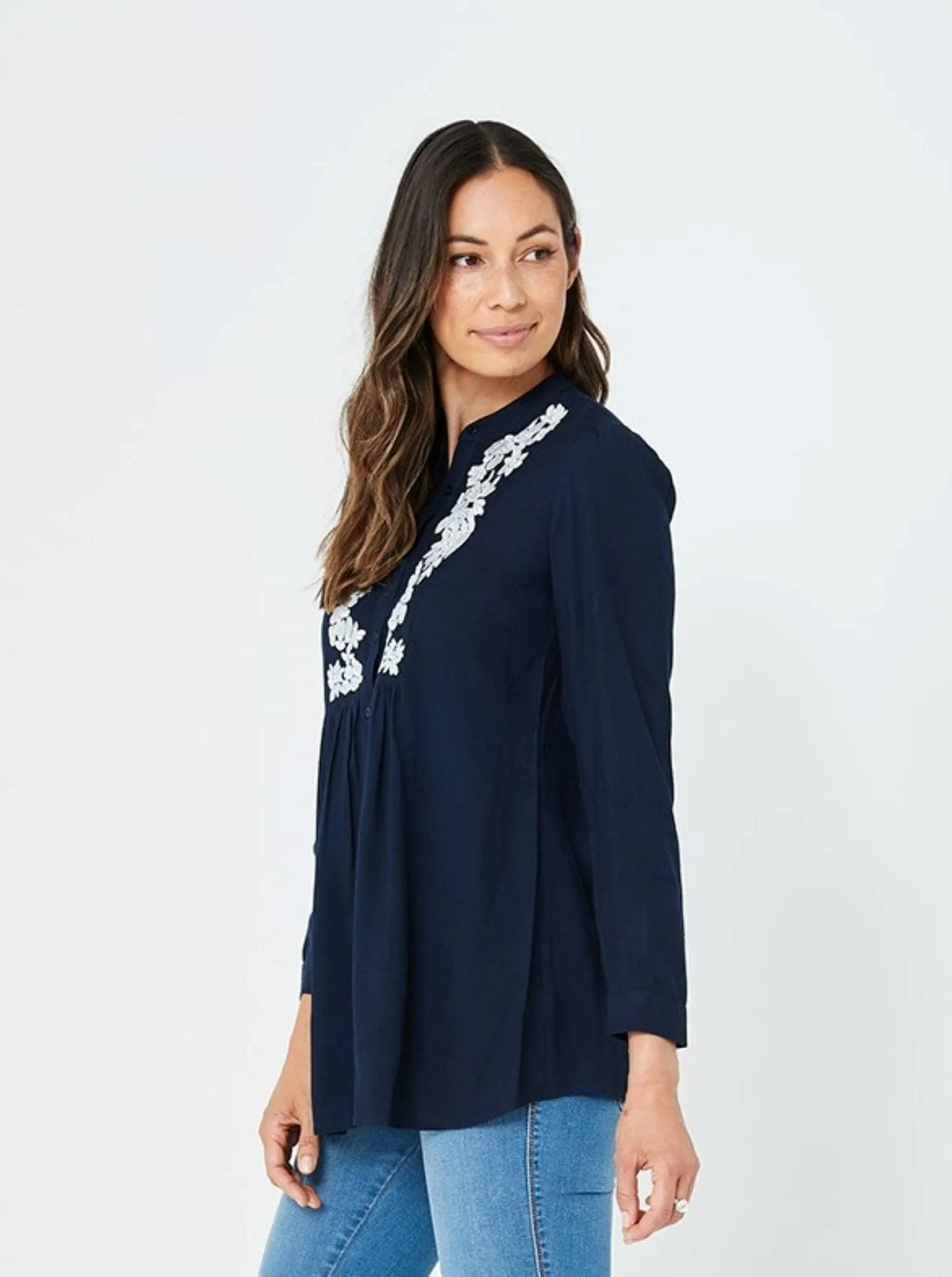 Woman Winter Top Navy Fashion Casual Top Gwyneth Top | Navy