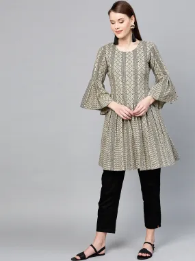 Women Beige & Black A-Line Tunic