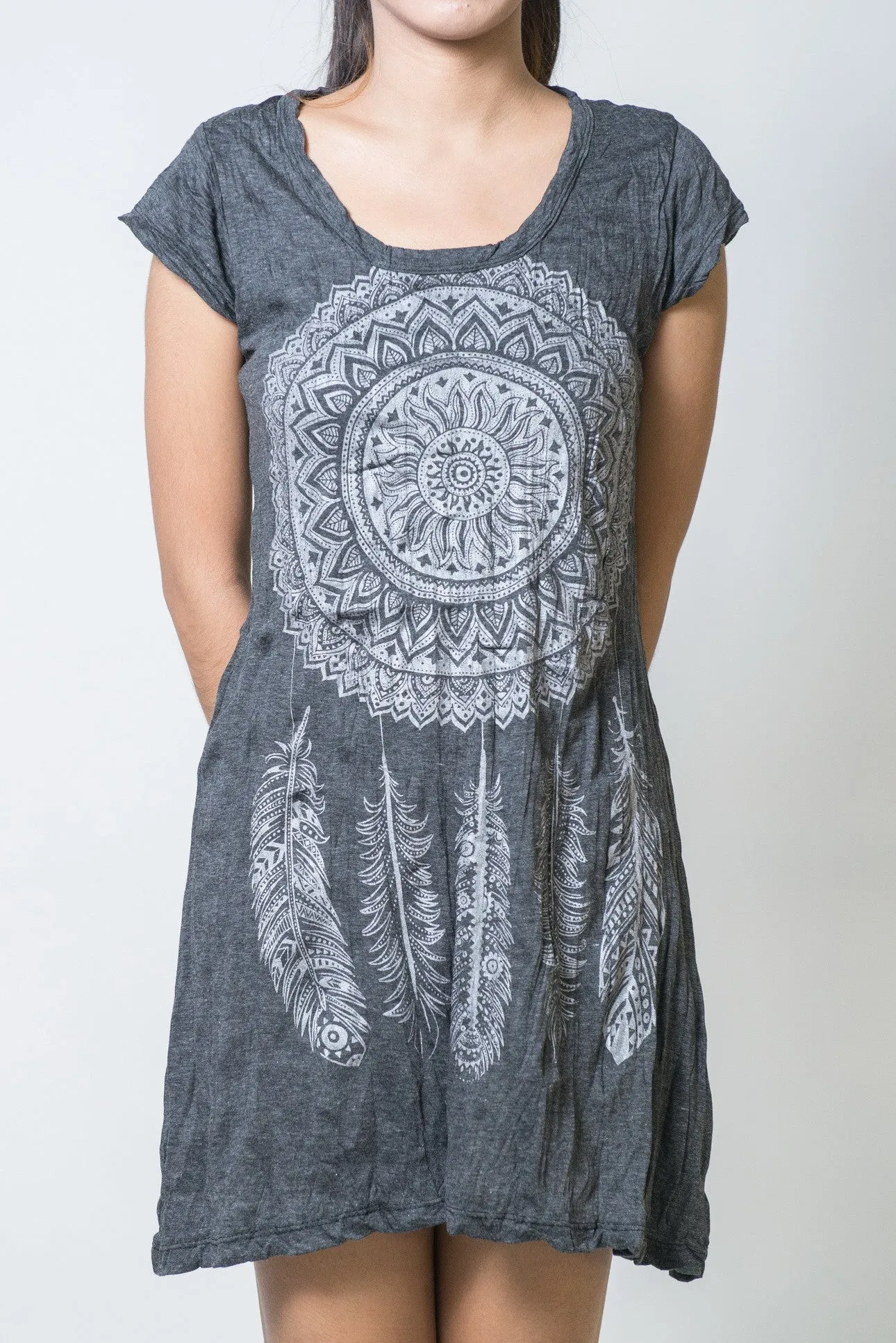 Womens Dreamcatcher Dress in Silver on Black