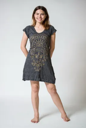 Womens Durga Dress in Gold on Black