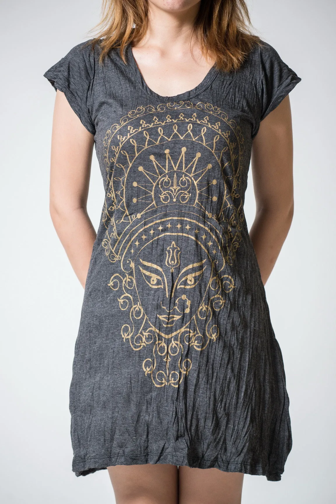 Womens Durga Dress in Gold on Black