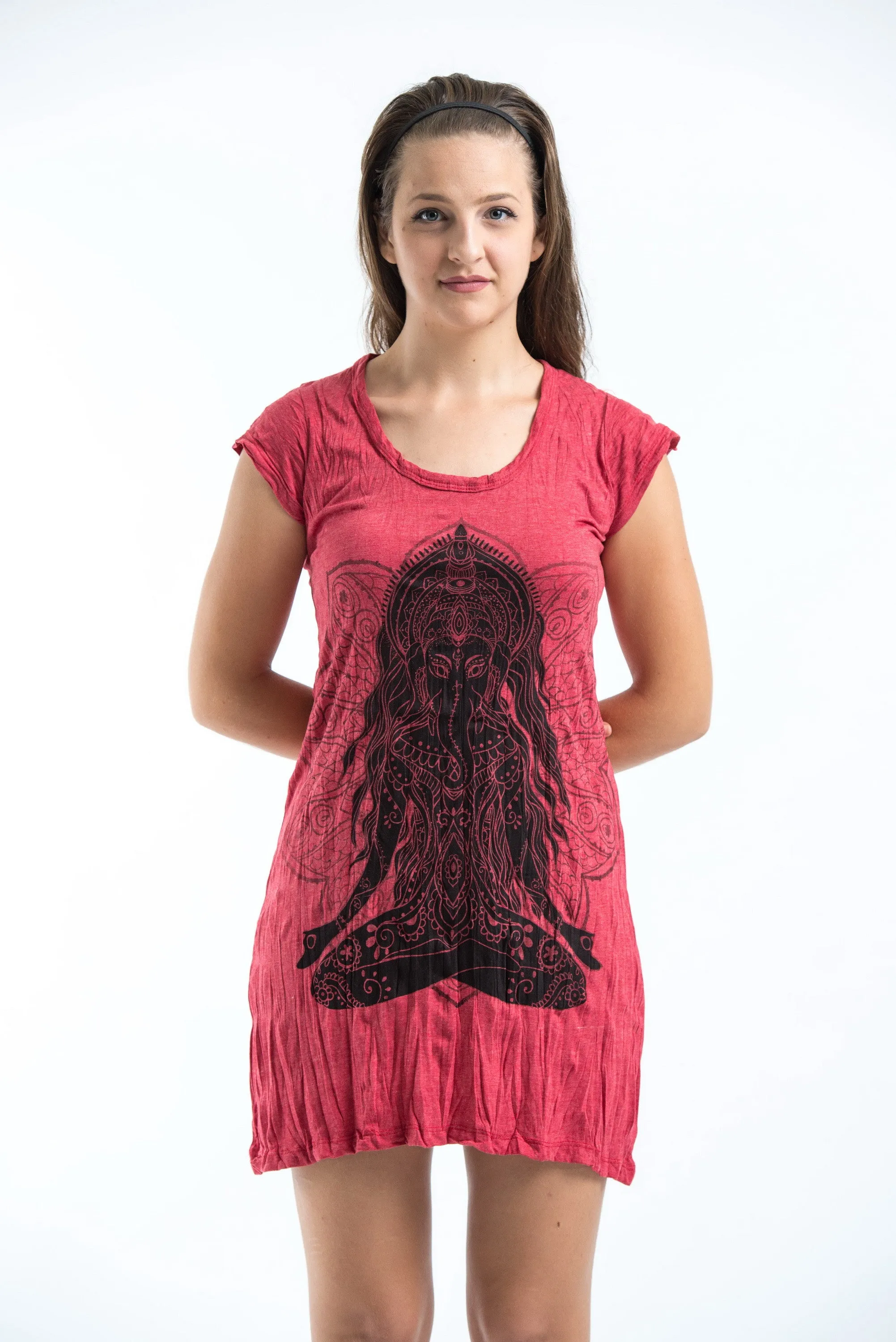 Womens Ganesh Mantra Dress in Red