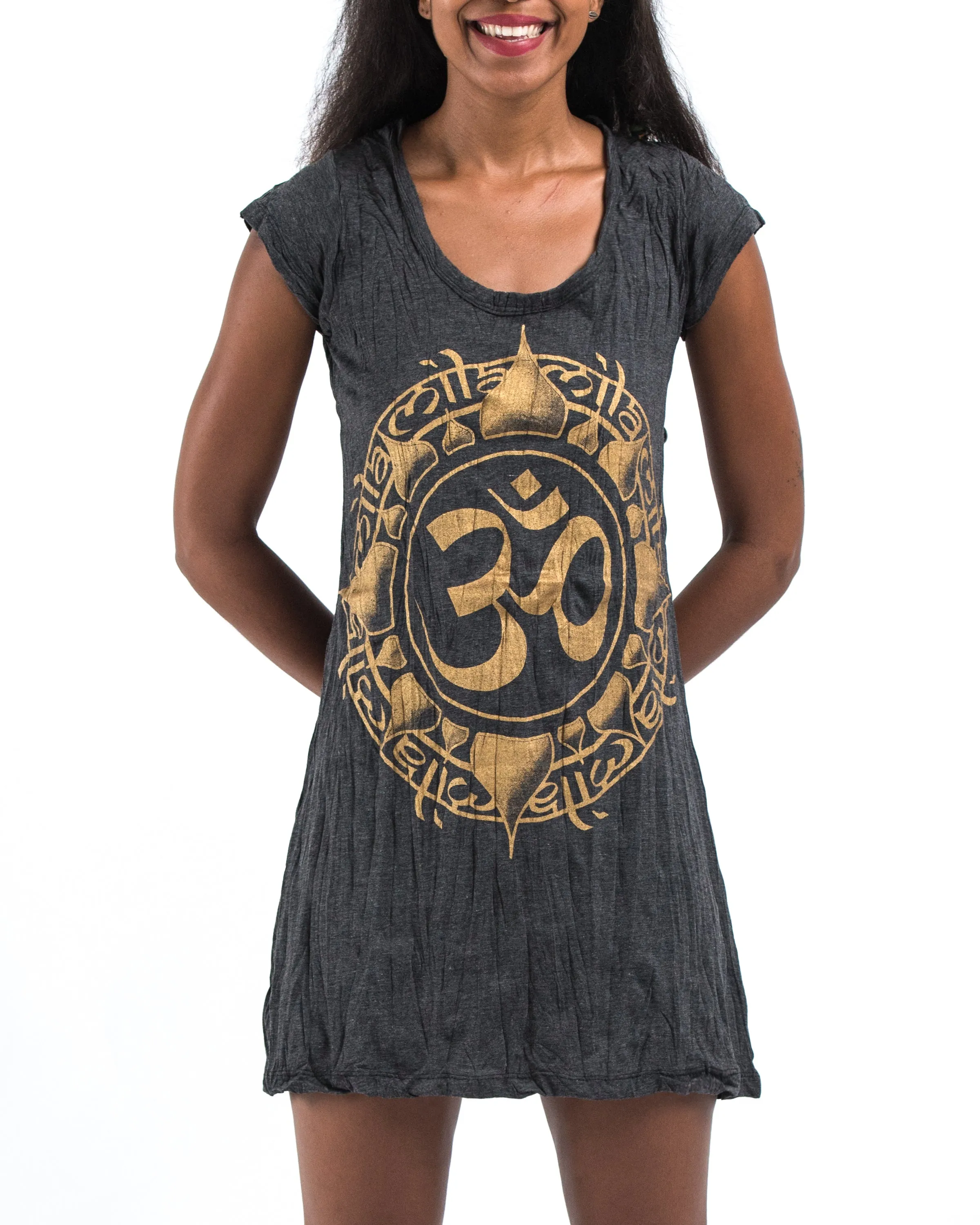 Womens Infinitee Om Dress in Gold on Black