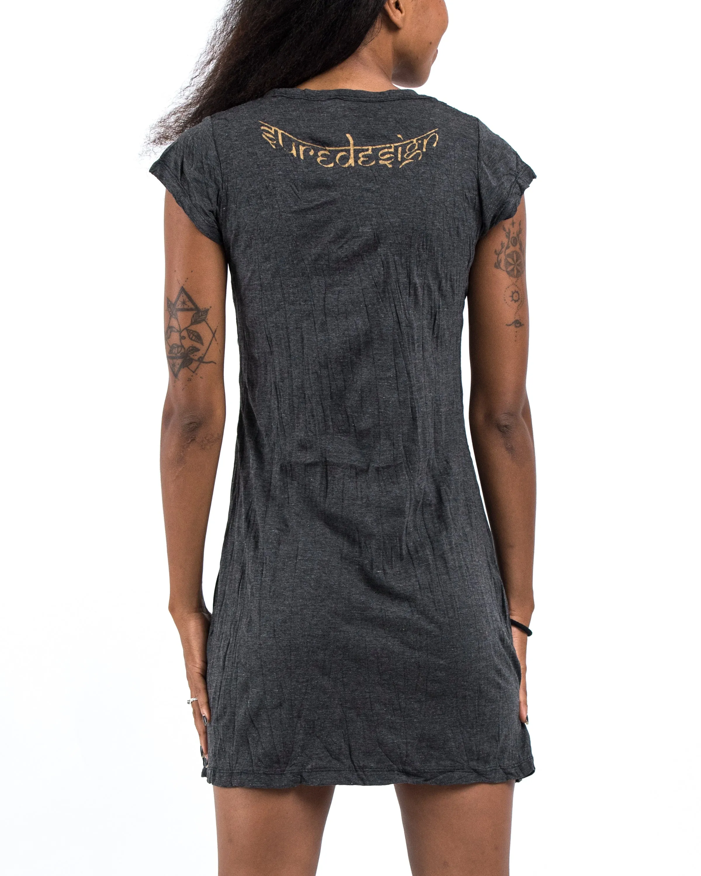 Womens Infinitee Om Dress in Gold on Black