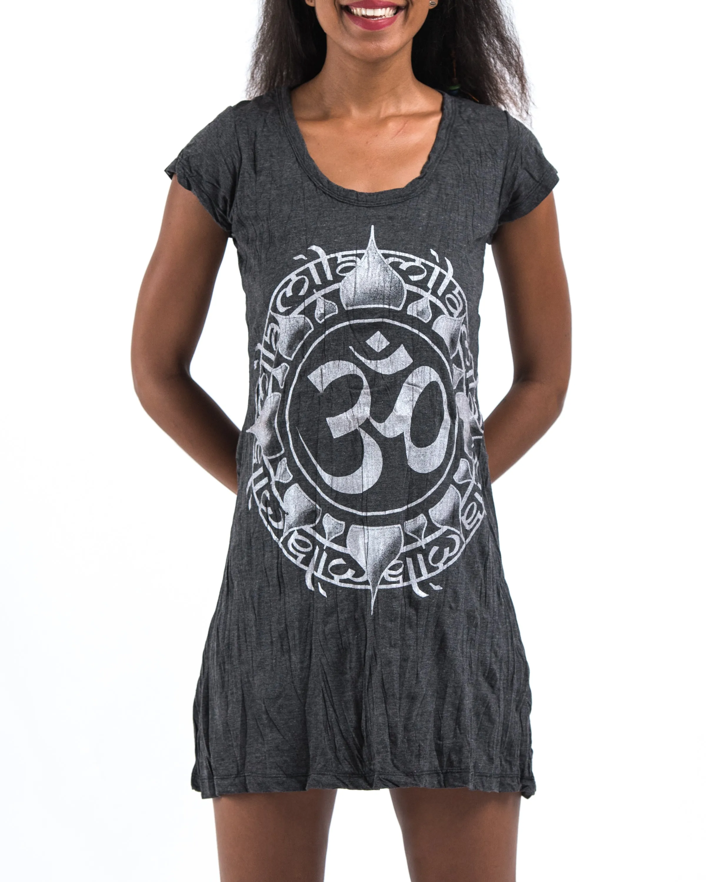 Womens Infinitee Om Dress in Silver on Black