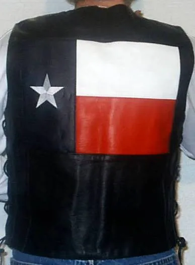 Women's Leather Vest with Texas Flag Patch on Back