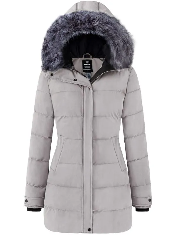 Women's Long Hooded Quilted Winter Coat