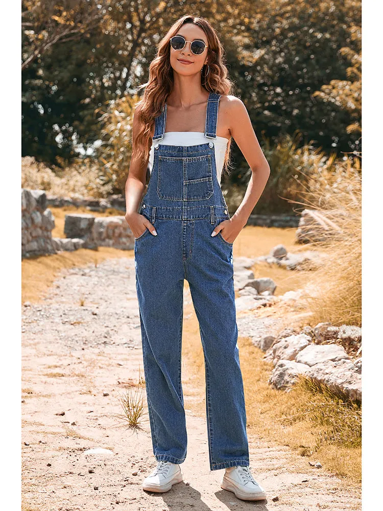 Women's Loose Fit Jean Denim Jumpsuit Stretch Overall Pants