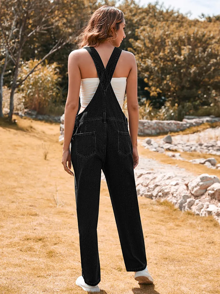 Women's Loose Fit Jean Denim Jumpsuit Stretch Overall Pants