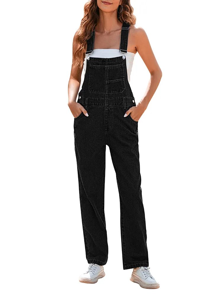 Women's Loose Fit Jean Denim Jumpsuit Stretch Overall Pants