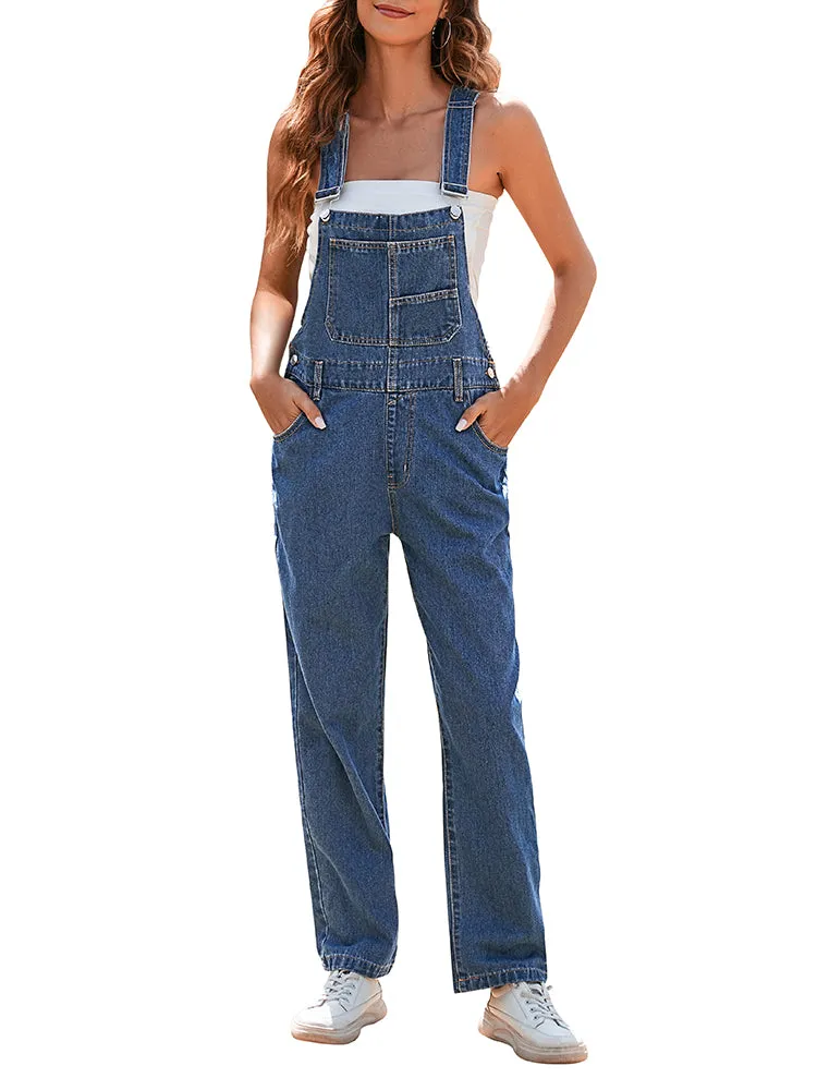 Women's Loose Fit Jean Denim Jumpsuit Stretch Overall Pants