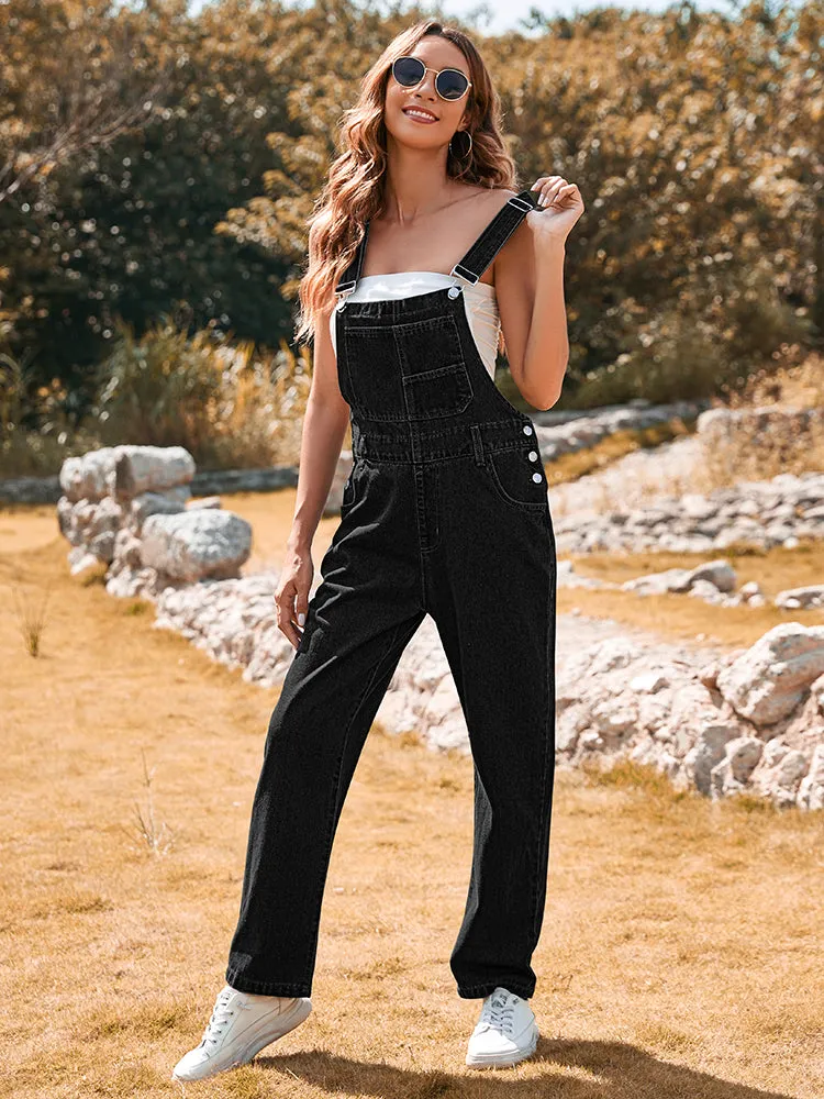 Women's Loose Fit Jean Denim Jumpsuit Stretch Overall Pants