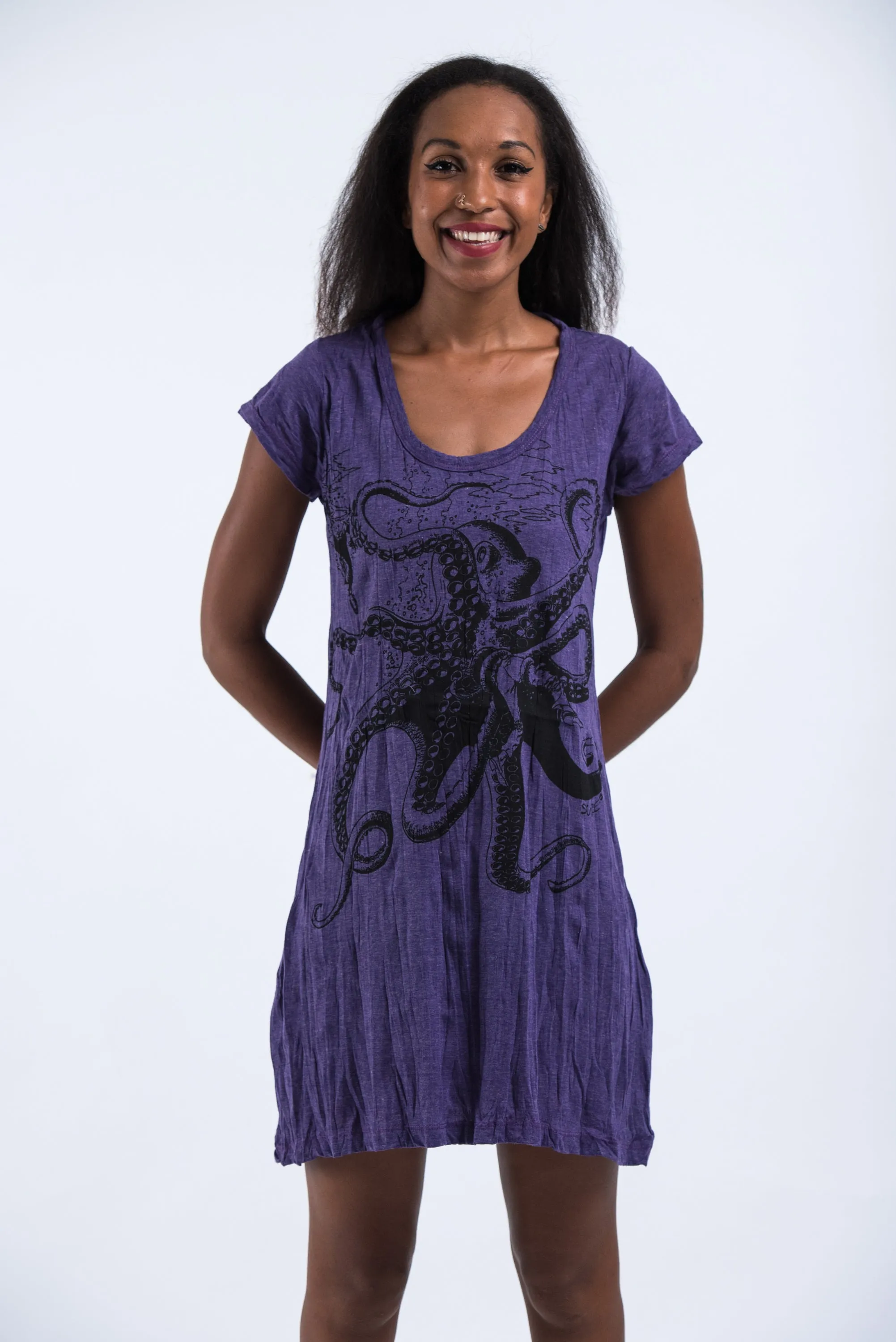 Womens Octopus Dress in Purple