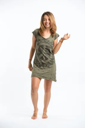 Womens Peace Sign Dress in Green