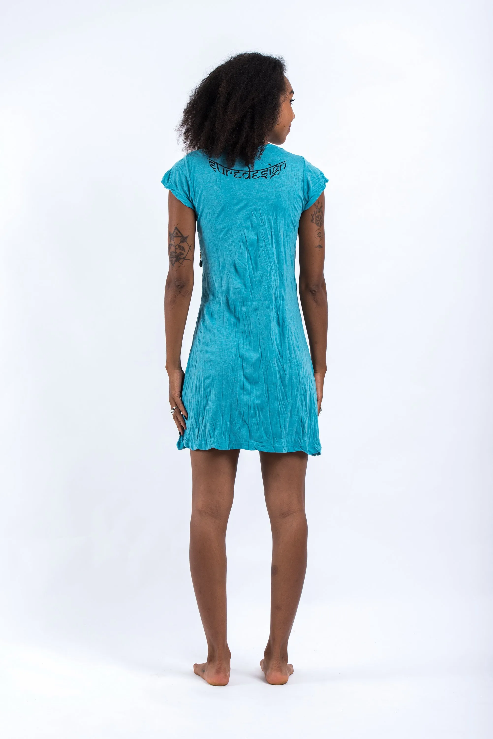 Womens Sanskrit Buddha Dress in Turquoise