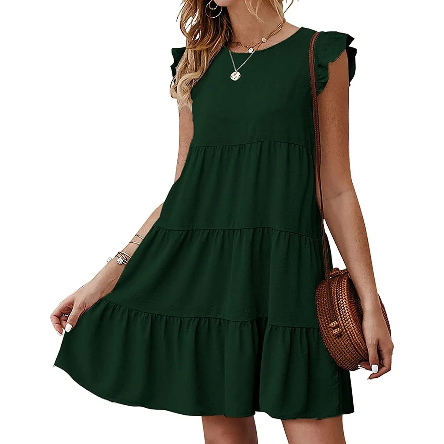 Women's Sleeveless Ruffle Sleeve Summer Dress