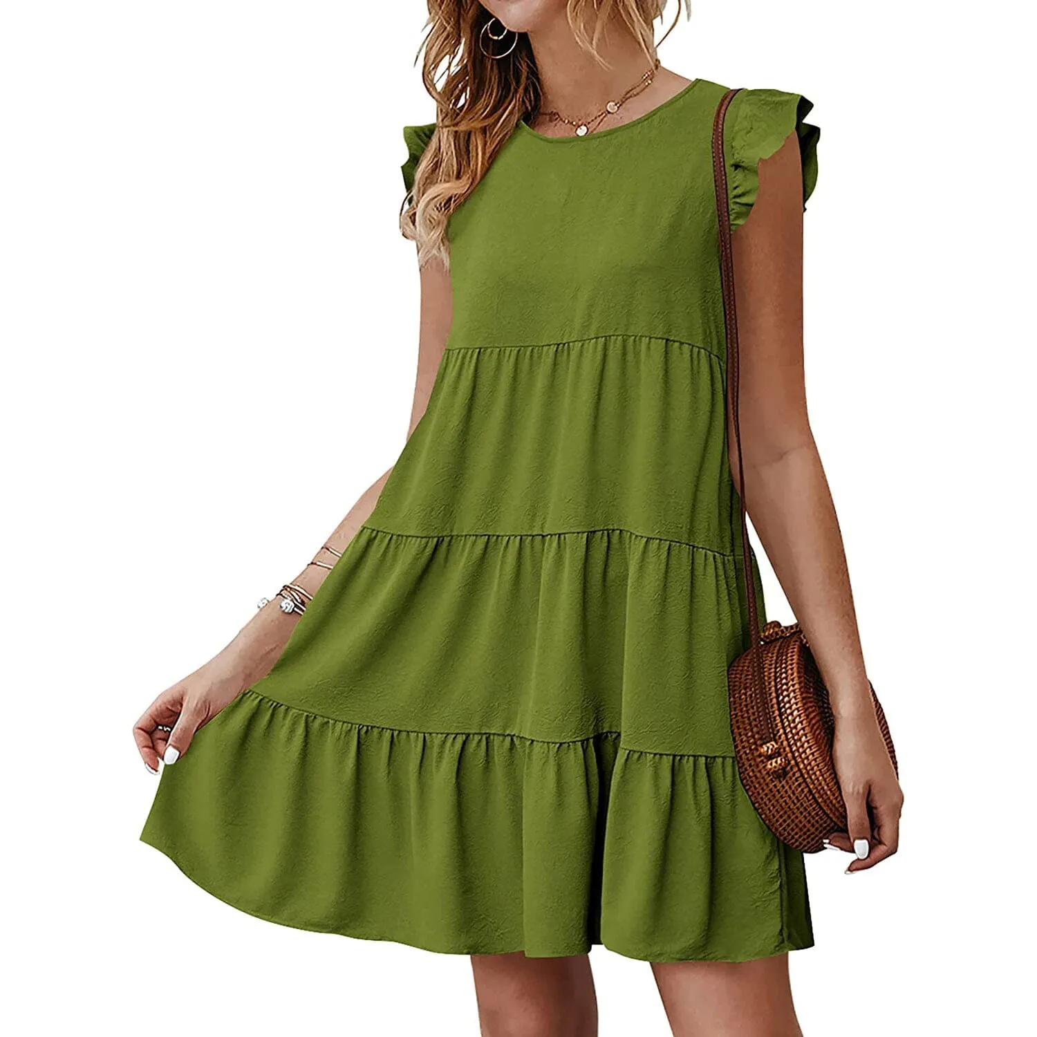 Women's Sleeveless Ruffle Sleeve Summer Dress