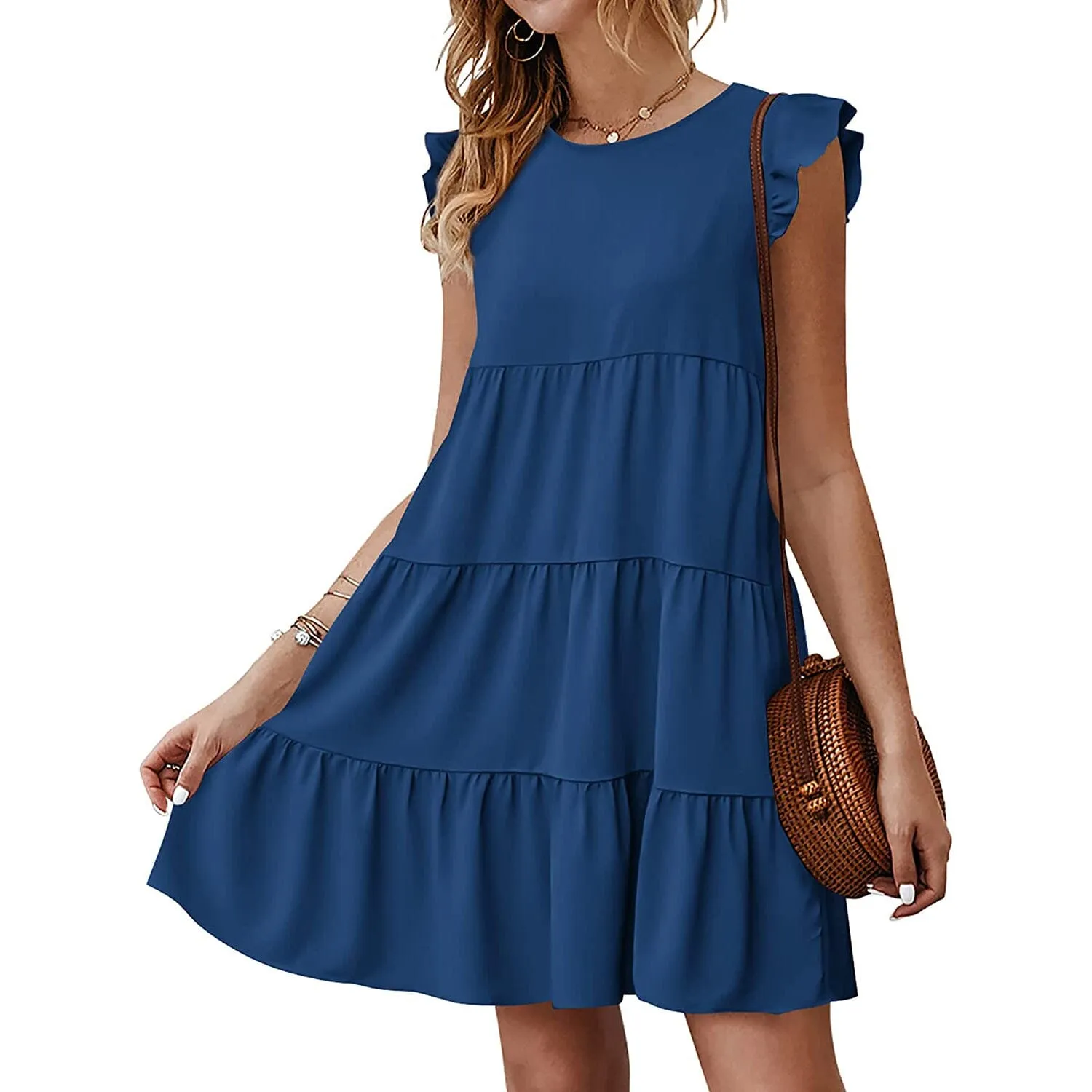 Women's Sleeveless Ruffle Sleeve Summer Dress