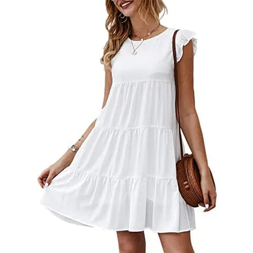 Women's Sleeveless Ruffle Sleeve Summer Dress