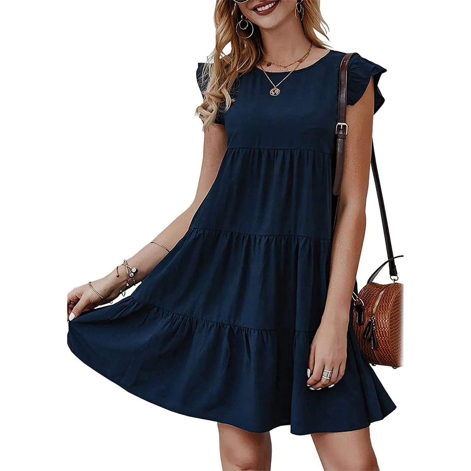 Women's Sleeveless Ruffle Sleeve Summer Dress