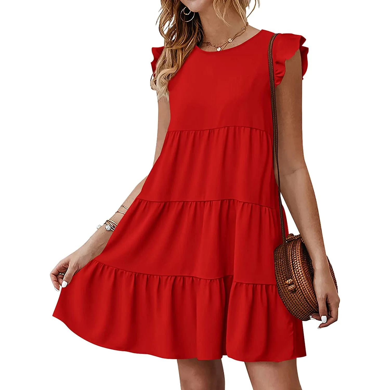 Women's Sleeveless Ruffle Sleeve Summer Dress