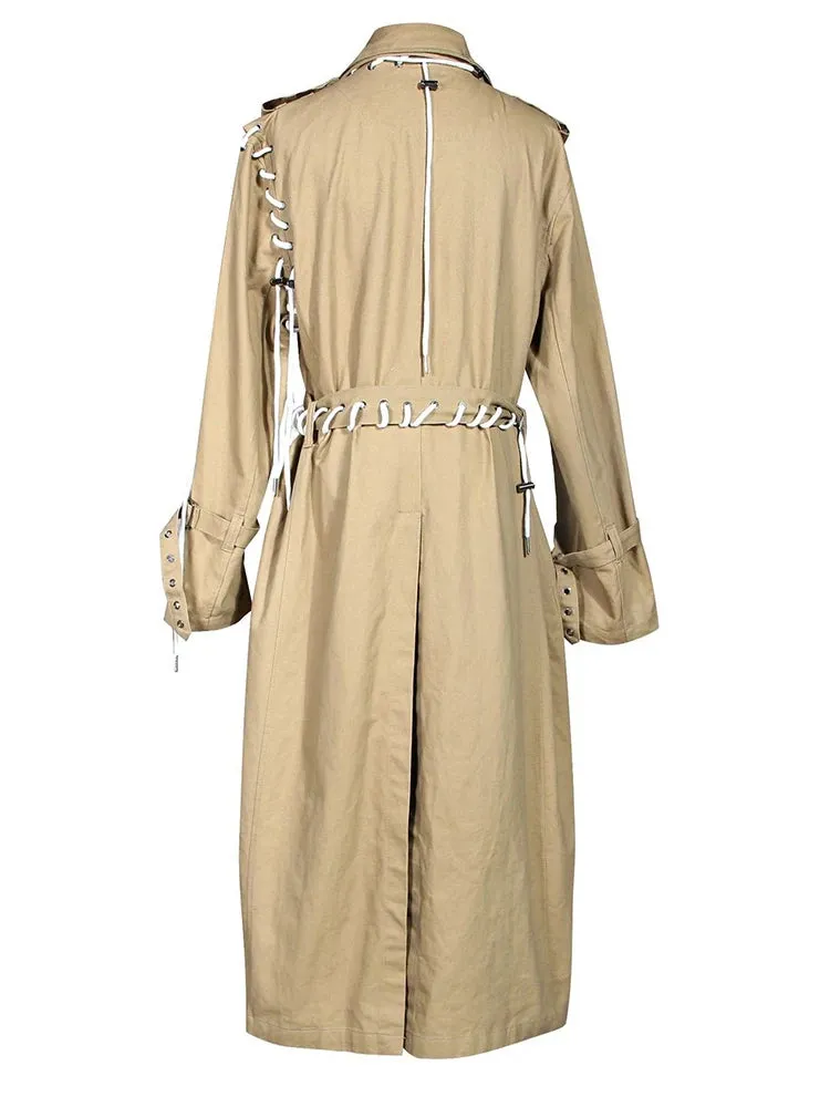 Women's Statement Embroidered Belted Trench Coat