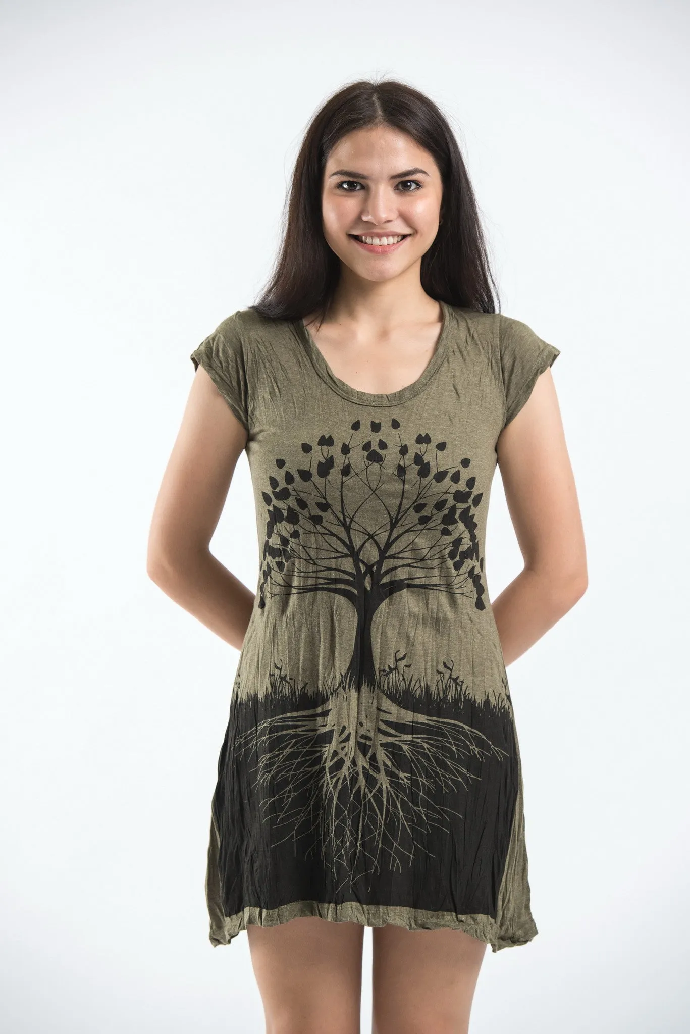 Womens Tree of Life Dress in Green