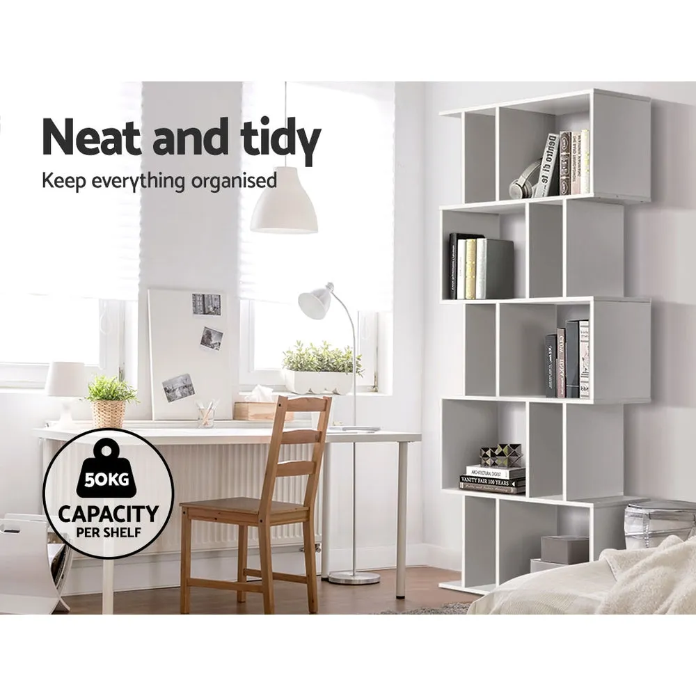 z 5 Tier Display Unit Book Storage Shelf Stand Bookshelf Bookcase White